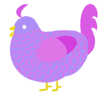 A lilac and orchid chicken with a lace pattern