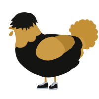 A black and gold chicken with a head pattern