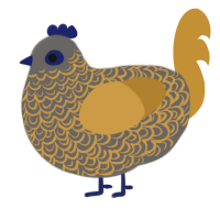 fools gold, a grey and gold chicken with a double-lace pattern