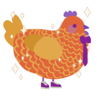 Mello, a vermilion and orange chicken with a lace pattern
