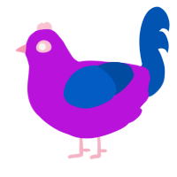 A amethyst and ultramarine chicken