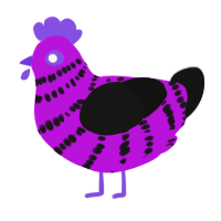 avril Lavigne, a amethyst and black chicken with a bar pattern