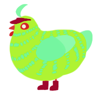 A blurple and wine chicken with a bar pattern