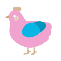 A pink and cerulean chicken