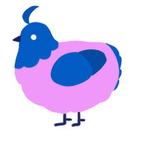 A lavender and ultramarine chicken with a head pattern