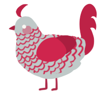 A silver and crimson chicken with a lace pattern