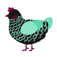 A sable and mint chicken with a lace pattern