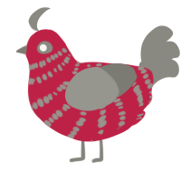 A crimson and ash chicken with a bar pattern