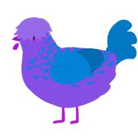 The Blurp, a blurple and sapphire chicken with a half-lace pattern