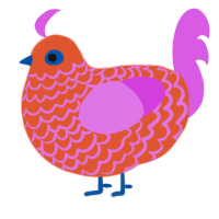 A vermilion and orchid chicken with a lace pattern