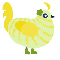 onion, a apple and yellow chicken with a bar pattern