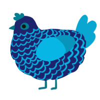 A navy and cerulean chicken with a lace pattern