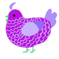A amethyst and lilac chicken with a lace pattern