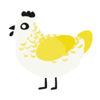 A white and yellow chicken with a half-lace pattern