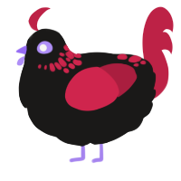 A sable and crimson chicken with a neck-speckle pattern