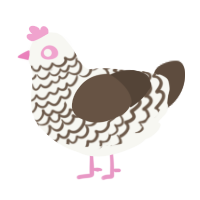 A white and bark chicken with a lace pattern