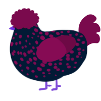 A tumblr and wine chicken with a speckle pattern
