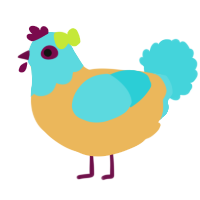 A honey and aqua chicken with a head pattern