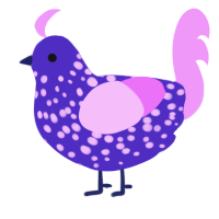 突く, a indigo and lavender chicken with a speckle pattern