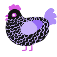 A black and lilac chicken with a lace pattern