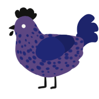 A overcast and navy chicken with a speckle pattern
