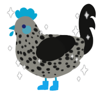 A ash and black chicken with a speckle pattern