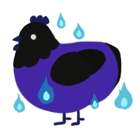 行き方, a indigo and black chicken with a head pattern