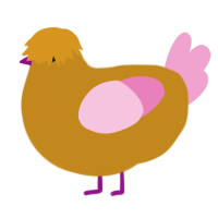 A ochre and pink chicken