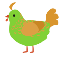 A grass and orange chicken with a half-lace pattern
