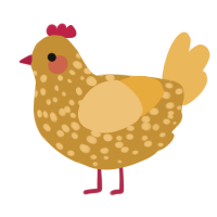 A gold and honey chicken with a speckle pattern