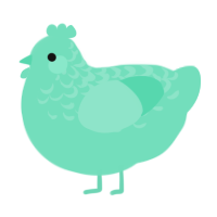 A mint chicken with a half-lace pattern