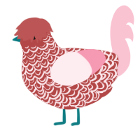 A red and rose chicken with a double-lace pattern