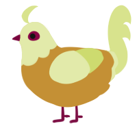 A gold and lemon chicken with a head pattern