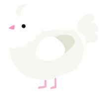 A white chicken with a head pattern
