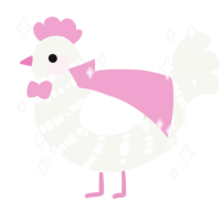 A white chicken with a bar pattern