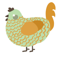 A gluppy and orange chicken with a lace pattern