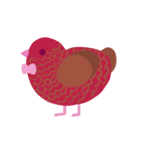 A crimson and russet chicken with a lace pattern