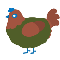 A olive and russet chicken with a head pattern