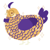 A honey and indigo chicken with a lace pattern