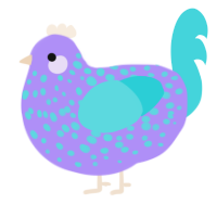 A lilac and aqua chicken with a speckle pattern