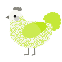 A white and lime chicken with a double-lace pattern