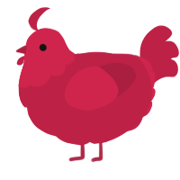 A crimson chicken with a head pattern