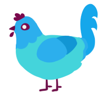 A aqua and sky chicken with a head pattern
