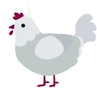 A silver and mist chicken with a head pattern