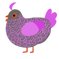 A grey and orchid chicken with a double-lace pattern
