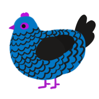 A sapphire and sable chicken with a lace pattern