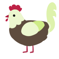 A bark and apple chicken with a head pattern