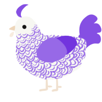 A white and blurple chicken with a double-lace pattern