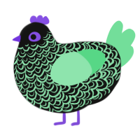 A black and spring chicken with a double-lace pattern