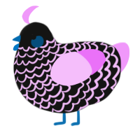 A black and lavender chicken with a lace pattern